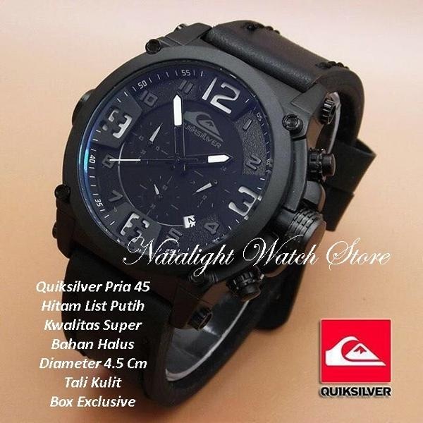JAM TANGAN PRIA SPORT ELEGAN MEWAH QUIKSILVER 45 KULIT TALI HITAM CR7 SUPER BEST SELLER murah